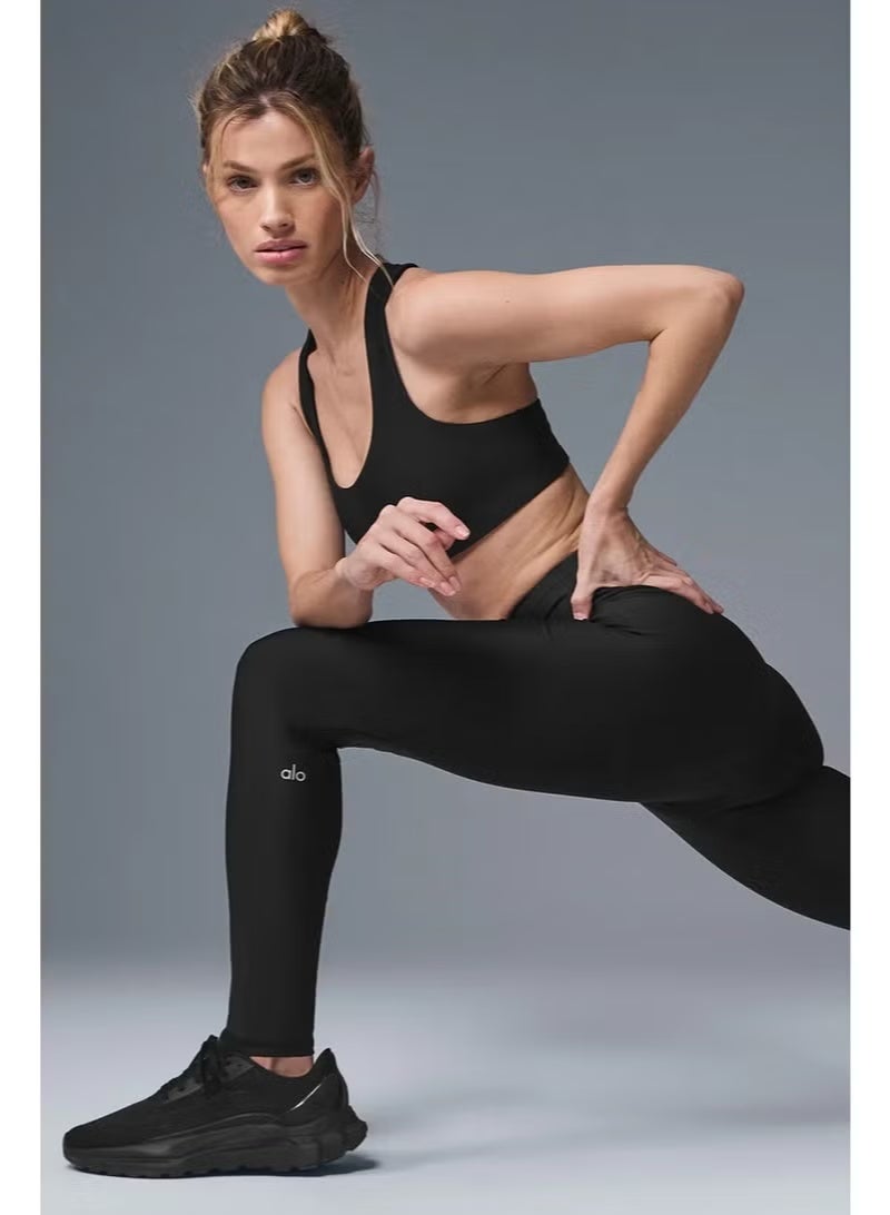 ALO Yoga High-Waist Airlift Leggings, Buttery Soft Tummy Control Yoga Pants for Women, Non-See-Through Workout Leggings - Black - Image 4